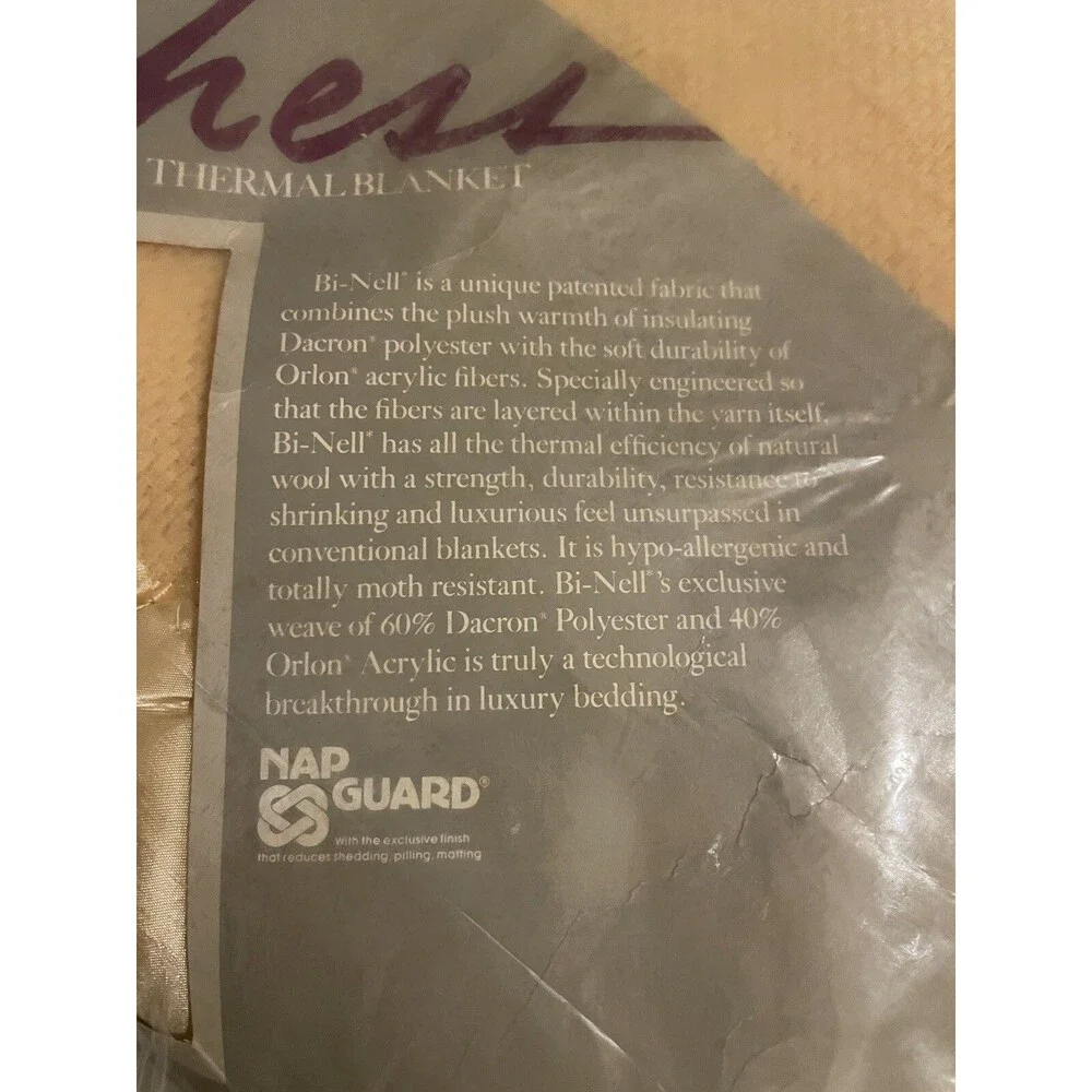 Martex Duchess Vintage Thermal Blanket Satin Trim Binell Twin Size Nap Guard